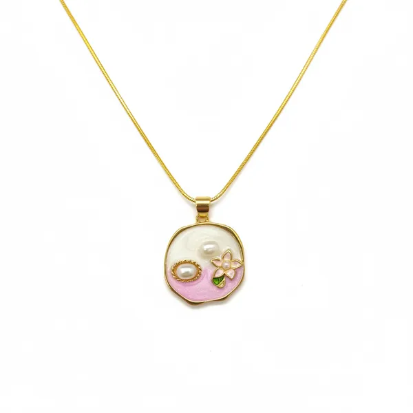 Gold_Plated_Brass_Anti_Tarnish_Pearl_Garden_Enamel_Pendant_Necklace_For_Women
